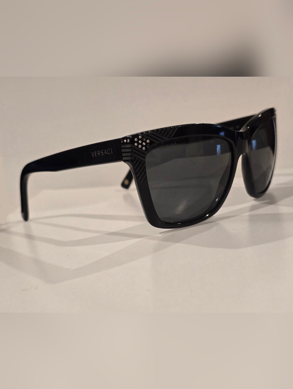Versace Black Sunglasses with Crystal Stud Detail